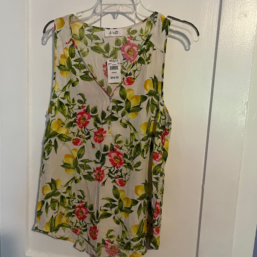 NWT Le Kate  Pink and Yellow Sleeveless Tank Top